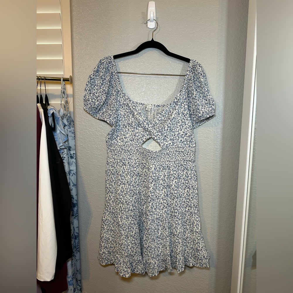 AEO White & Blue Floral Sundress